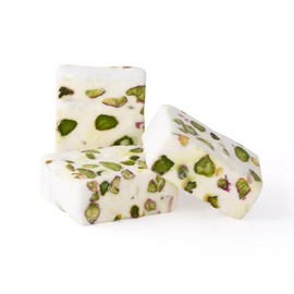 NY Spice Shop Pistachios White Nougat Candy – 1 Pound Roasted Pistachios Nougat Candy Brittle - White Nougat Candy Soft - Nougat Candy with Nuts - Dry Fruit Nougat Candy, Luxuriously Creamy
