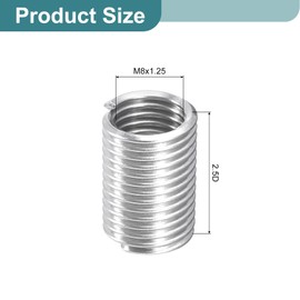 uxcell 100Pcs Helical Threaded Inserts, M8x1.25x2.5D 304 Stainless Steel Threaded Socket, Thread Repair Insert for Plastic Wood Thread Repair