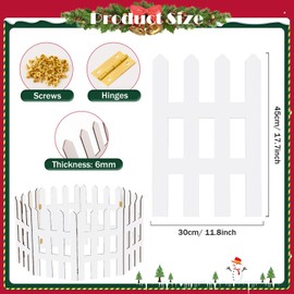 MoDooris 8Pcs Christmas Tree Fences White Wooden Picket Fence Thick Xmas Tree Fence Decorations Wood Gate Barrier for Kids Dogs Pet Guard Christmas Holiday Wedding Home Garden Party Decor, 18" x 12"