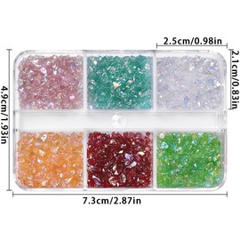 Irregular Ice Transparent Nail Rhinestones Nail Charms,Sparkly Mini Gems Rhinestones for Nails Shiny Aurora Mixed Color Nail Crystals Nail Jewels 3D Nail Diamonds Crushed Nail Stones Nail Accessories