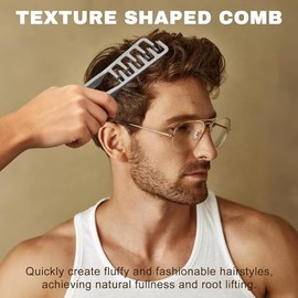 Texture Comb, Volumizing Fluffy Texture Styling Comb for Men and Women, Wide-Tooth Texturizing Styling Tool for Volume & Fringe Parting, Grey