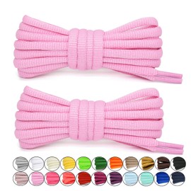 Stepace [2 Pairs Half Round Shoe Laces 1/4" Width 30"-72" Length 22 Color Oval Shoelaces Pink 48"(122 cm)