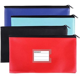 Zipper Bank Bags ,4 Pack Money Pouch Bank Deposit Bag PU Leather Cash and Coin Pouch bank envelopes with zipper (KC-Color)