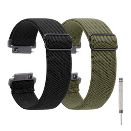Quick Release Nylon Replacement Watch Strap Fit to Casio F-91W- Band Width-18mm watch straps,2 PCS (Black+Green)