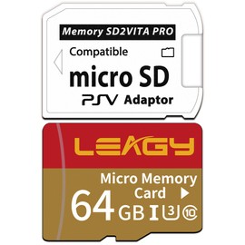 LEAGY SD2Vita 5.0 Memory Card Adapter with 64GB Micro SD Card, High Speed microSDHC UHS-I Flash Memory Card with PSV Micro SD Card Adapter for PSV 1000/2000 PSTV FW 3.60 HENkaku Enso System