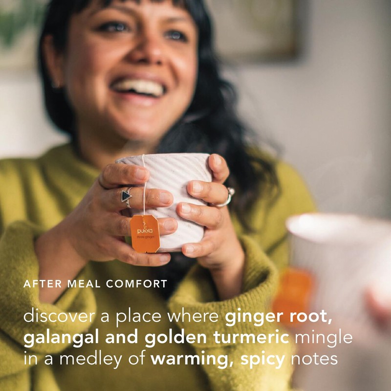 Pukka Three Ginger Organic Herbal Tea, Digestion-Aiding Infusion With Ginger,
