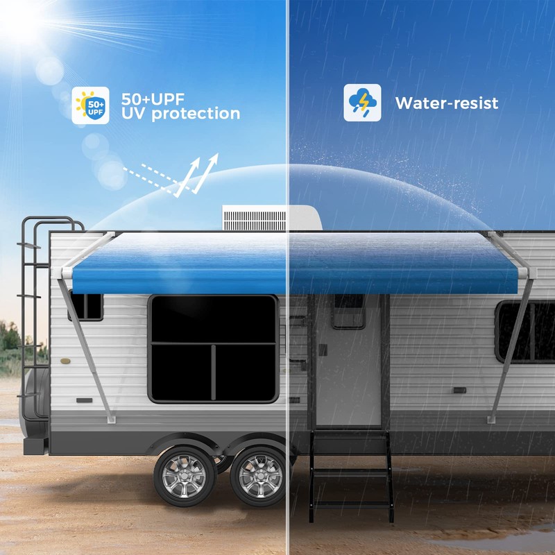 Fonzier RV Awning Fabric Replacement, 19.5oz Heavy Duty Vinyl, with