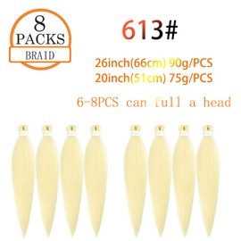 ShowJarlly Braid Pre Stretched Braiding Hair Yaki Braid Professional Hair Synthetic Hair 8 Pieces 66cm