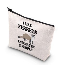 BDPWSS Ferret Makeup Bag Funny Ferret Lover Gift for Women Animal Lover Gift I Like Ferrets and Maybe 3 People Travel Pouch (I Like Ferrets CA)