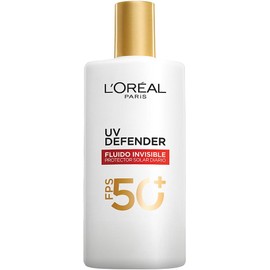 L'Oréal Paris UV Defender Fluido Invisible FPS 50+, Protección solar facial ligero, previene y reduce manchas y arrugas, con Ácido Hialurónico 40ml