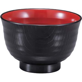 Fukui Craft Miso Soup Bowl, Heat Resistant, Made in Japan, Dishwasher Safe, Internal and External Disturbance Soup Bowl, Black Vermilion, Medium