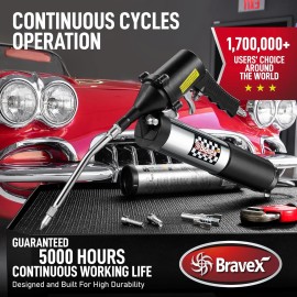 Bravex Pneumatic Grease Gun Automatic W/Quick Release Coupler Continuous Cycle 6000 PSI
