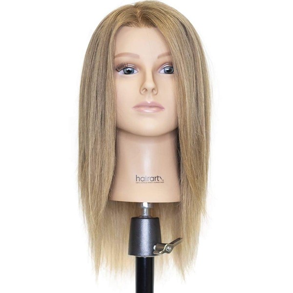 HairArt Cosmetology Mannequin Head (Emma LB) with Human Hair - 100% Virgin European Hair 12"-14"