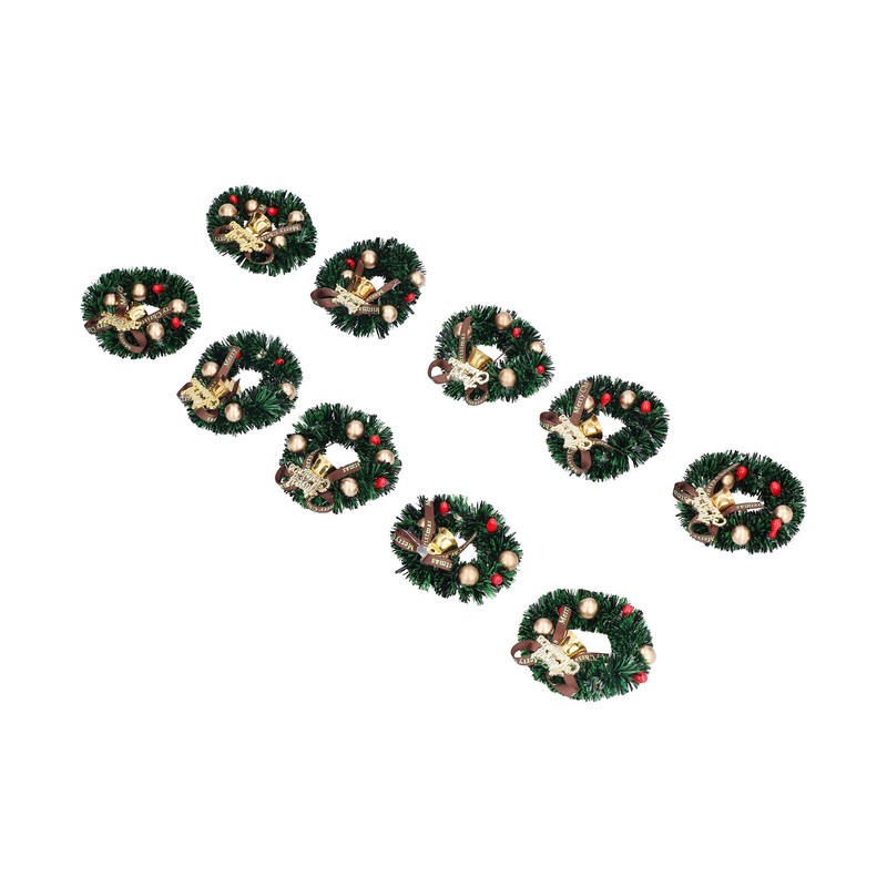 10Pcs Christmas Wreaths Miniature Scene Models Dollhouse Accessories for Above