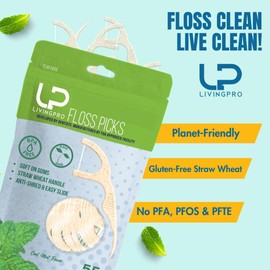 Plant Based Naturally Mint Flavored Floss Picks(220pcs) with Travel Case- Planet-Friendly Thin Single Thread Dental Picks, Shred-Resistant- Easy Glide for Plaque Removal & Gentle on Gum