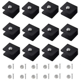 Boutihao Glass Holder, 12 Pieces Aluminum Glass Clamps, Square Glass Shelf Clamp Bracket, Adjustable Glass Shelf Brackets, for 6-8mm Thick Glass and Acrylic Glass