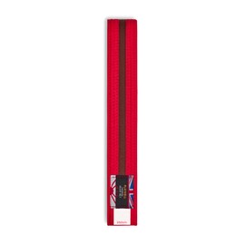 Playwell Martial Arts Cotton Striped Coloured Grading Belt - Red Belt With Brown Stripe (320cm)