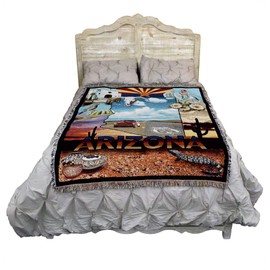 State of Arizona - Blanket Throw Woven from Cotton - Made in The USA (72x54)