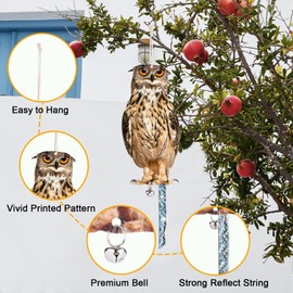 Kungfu Mall Owl to Keep Birds Away, 3 Pack Bird Scare Owl Fake Owl, Reflective Hanging Bird Decoration, Dual-Side Printed Owl to Keep Birds Pigeon Away from Patio Garden