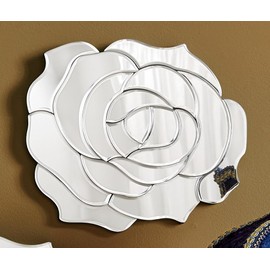 Montgomery Ward Decorative Cut Glass Rose Wall Mirror - Majestic Beauty, Hand-Cut Petals of Mirrored Glass, Perfect Wall Accent for Any Room or Thoughtful Housewarming Gift, 11" w x 9 1/2" h