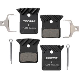 2 Pair Ceramic Bike Disc Brake Pads with Cooling Fin, Alloy Backplate, Mountain Bike Brake Pads for SHIMANO LO4C/L05A/KO4S/105/GRX/SLX M7100/XTR M9100/DEORE XT M8100/ DURA-ACE/ULTEGRA/TIAGRA/METREA