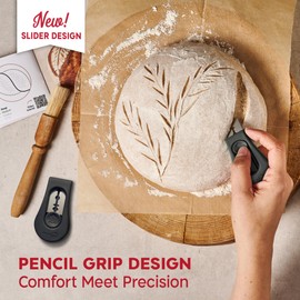 KneadAce Upgraded Extractable & Magnetic Bread Lame Dough Scoring Tool - Professional Sourdough scoring tool for Sourdough Bread baking & Bread Making Tools - Scoring Patterns booklet & 5 Razor Blades