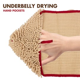 My Doggy Place Super Absorbent Microfiber Dog Towel with Hand Pockets - Quick Dry Shammy - Washer and Dryer Safe - Oatmeal - 30 x 12.5 in