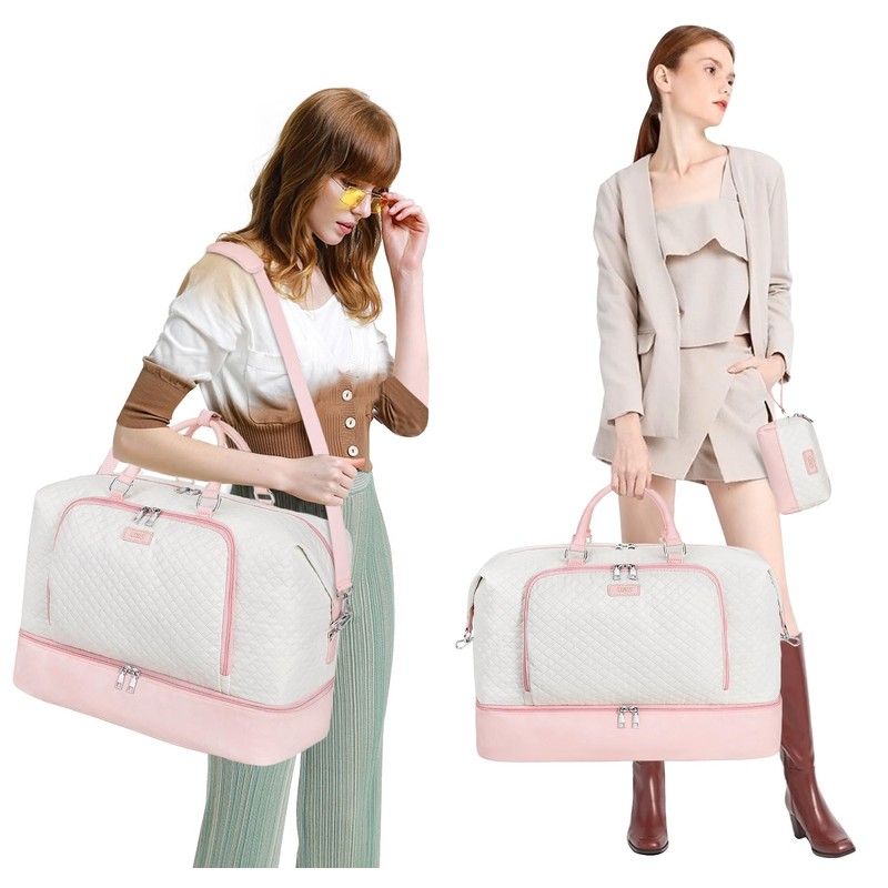 Travel Weekender Bag for Women, Overnight Bag with Shoe Compartment