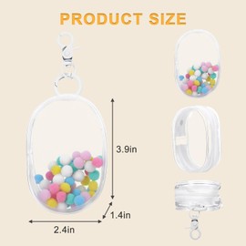 3 Pcs Clear Figure Display Bag with Keychain,Clear Keychain Pouch Blind Box Organizer,Hanging Small Doll Storage Bag,Collectibles Display Case for Mystery Boxes (White-Oval)