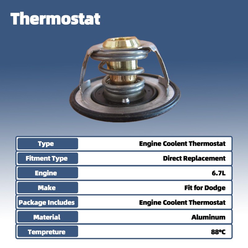 MITZONE Engine Cooler Thermostat Compatible with 2007-2010 Ram 3500 2007-2009
