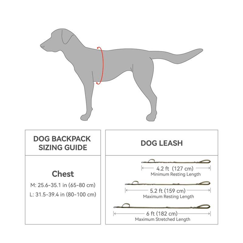 OLIFE Tactical Dog Backpack & Lead Dog Harness 900D Polyester