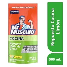 Mr Músculo Limpiador Líquido para Cocinas y Múltiples Superficies, Aroma Limón, 1 Repuesto de 500 ml