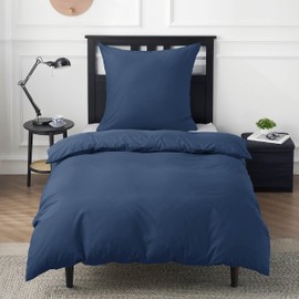 Bedsure Cotton Bed Linen 135 x 200 cm, Blue Bed Linen Sets, 135 x 200 Duvet Cover, 2-Piece Set with Pillowcase 80 x 80 cm, Oeko-Tex Bedding with Zip
