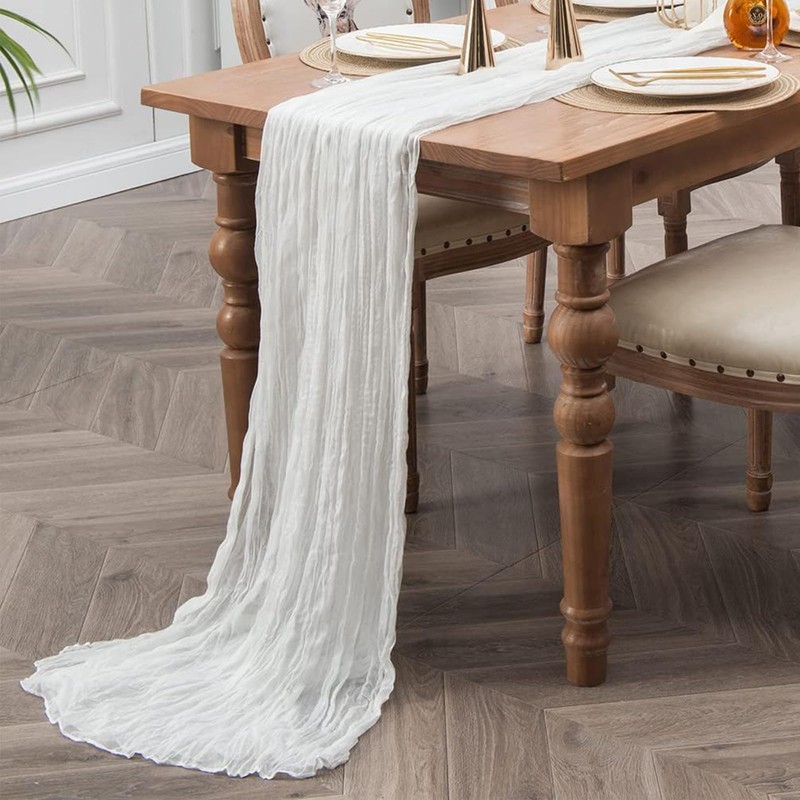 Table Runner White, Pack of 4 Table Runners Cheese Cloth,