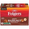 Folgers Toasty Hazelnut Artificially Flavored Coffee, Keurig K-Cup Pods, 10