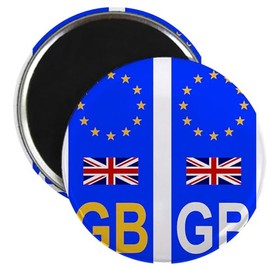 CafePress EU Number Plate Identifier For Great Britain Magnets 2.25" Round Magnet, Refrigerator Magnet