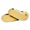 Set of 2pcs Gold Oval Tray Stainless Steel Cosmetics Jewelry