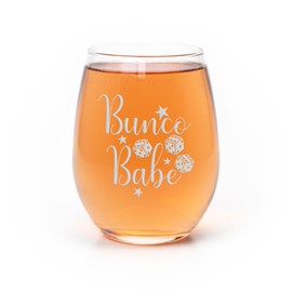 Bunco Babe Stemless Wine Glass - Quiz Night Quencher, Wine Glass, Bunco Glass, Funny Wine Glass, Stemless Wine Glass, Funny Mug, Bunco Gift, Mother Gift, Father Gift, Friend Gift, Retirement Gift