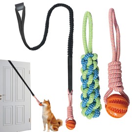 GTIIAS Interactive Dog Toys Tug of War Dog Toy for Small/Medium/Large Dogs,Teething Rope for Teeth Cleaning,Puzzle Ball for Chewing,Dog Bungee Tug Toy Kit, blue