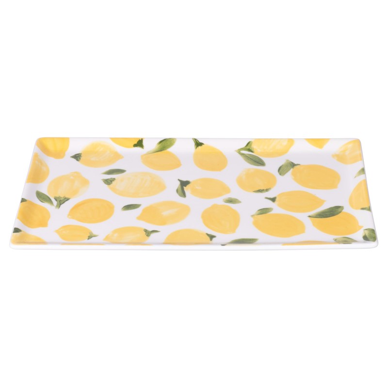 Set 4 Piatto rettangolare in porcellana 31,6x16,8 cm, limoni, Fruit