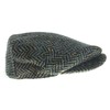 Biddy Murphy, Wool Driving Cap Extended Brim Tweed Green Herringbone