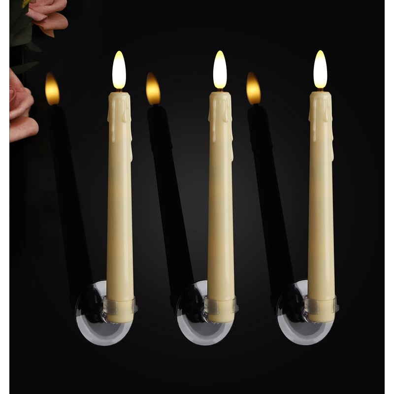 Flameless LED Taper Candles with Warm White Lights, 8 Inch