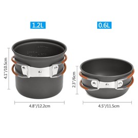 HUIOP Pot,Camping Cookware, Camping Cookware Portable Mess Kit Camping Pot and Pans Cooking Set