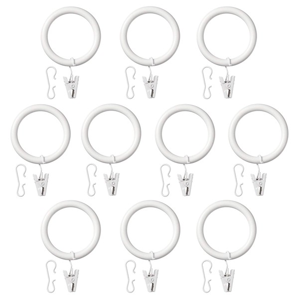 Ikea SYRLIG White 60217233 Curtain Ring with Clip & Hook, White