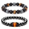 Hematite Magnetic Bead Bracelet for Men Black Obsidian Bracelet Triple