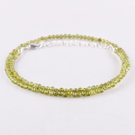 ZEMBIENCE Natural Demantoid Garnet Gemstones Choker Necklace, Micro-Faceted Beads, Healing Crystals, Silver Plated Chain, January Birthstone, Statement, Women Jewelry, Valentine Gifts, Size 18"