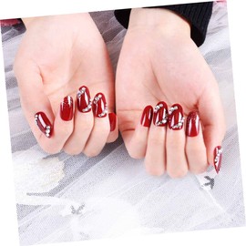 Minkissy 24pcs Red Glitter Nail Art Paste Diamond Rhinestones DIY Nail Stickers for Women Girls Parties Easy to Apply Patches for Stunning Designs