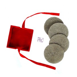 Rastogi Handicrafts Silver Plain Decor Indian Handmade Beaded Coffee Tea Placemat 10 cm Set of 4