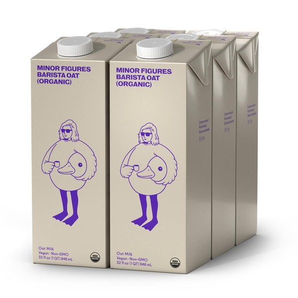 Minor Figures - Oat Milk, Organic Barista, 32 Fl oz x 6 Cartons, Dairy Free & Vegan, No Added Sugar, Long Shelf Life, 6 pack