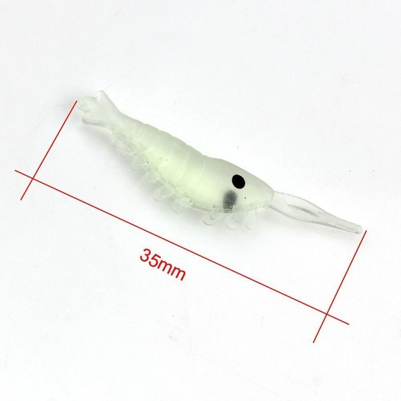 100Pcs/pack Soft Small Green Luminous Noctilucent Fishing Simulation Prawn Shrimp